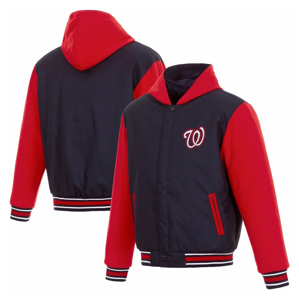 Washington Nationals JH Design Reversible Full-Zip Fleece Hooded Jacket