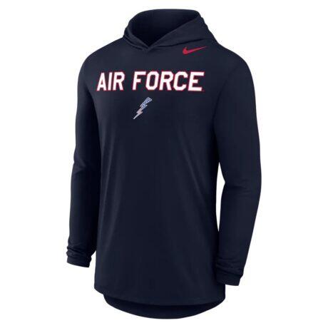 Air Force Falcons Nike Freedom 250 Hooded Long Sleeve T-Shirt - Navy - Front View