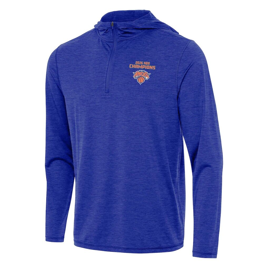 New York Knicks Antigua 2026 NBA Finals Champions Tidy Quarter-Zip Hoodie – Heather Blue