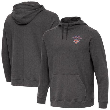 New York Knicks Antigua 2026 NBA Finals Champions Cloud Hoodie - Black - Front View