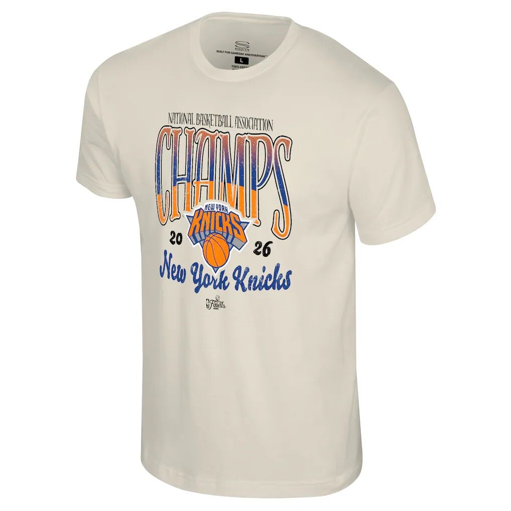 New York Knicks Stadium Essentials Unisex 2026 NBA Finals Champions Sky High T-Shirt – Natural