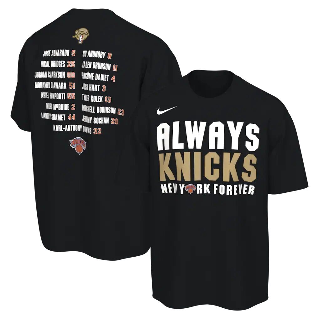 New York Knicks Nike 2026 NBA Finals Champions Roster Club T-Shirt