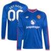 Manchester United adidas 2026/27 Away On-Field Authentic Custom Long Sleeve Jersey - - Front View