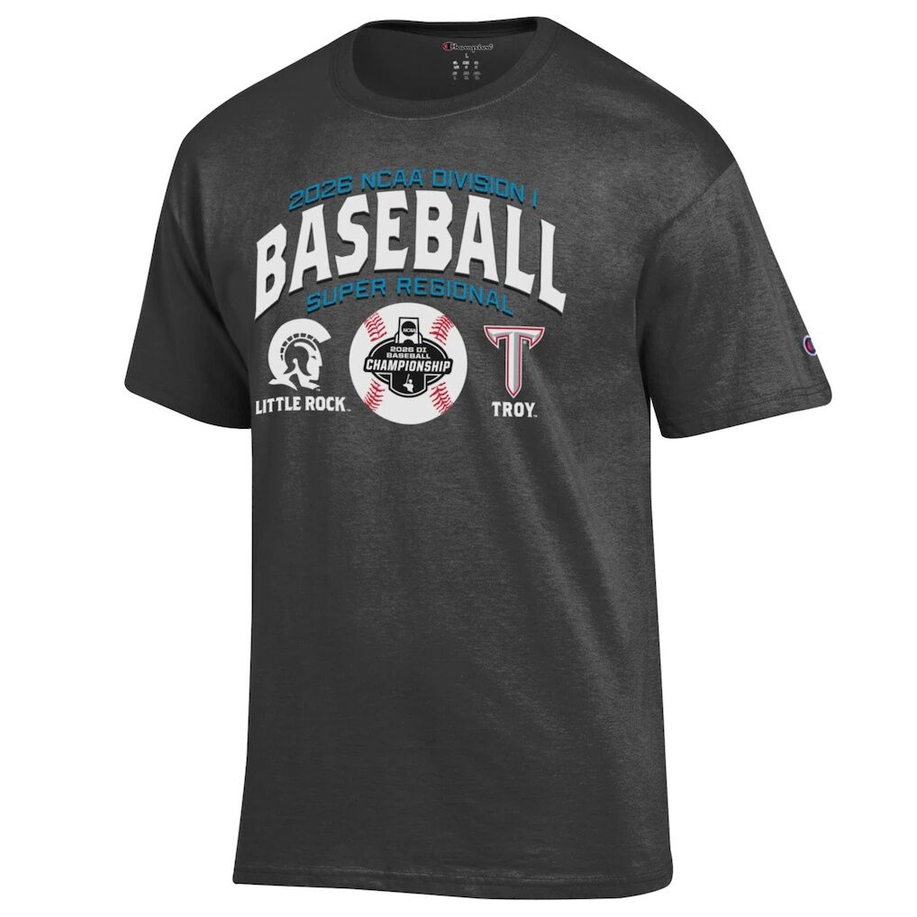 Arkansas Little Rock Trojans vs. Troy University Trojans Champion Unisex 2026 NCAA Baseball Super Regional Matchup T-Shirt