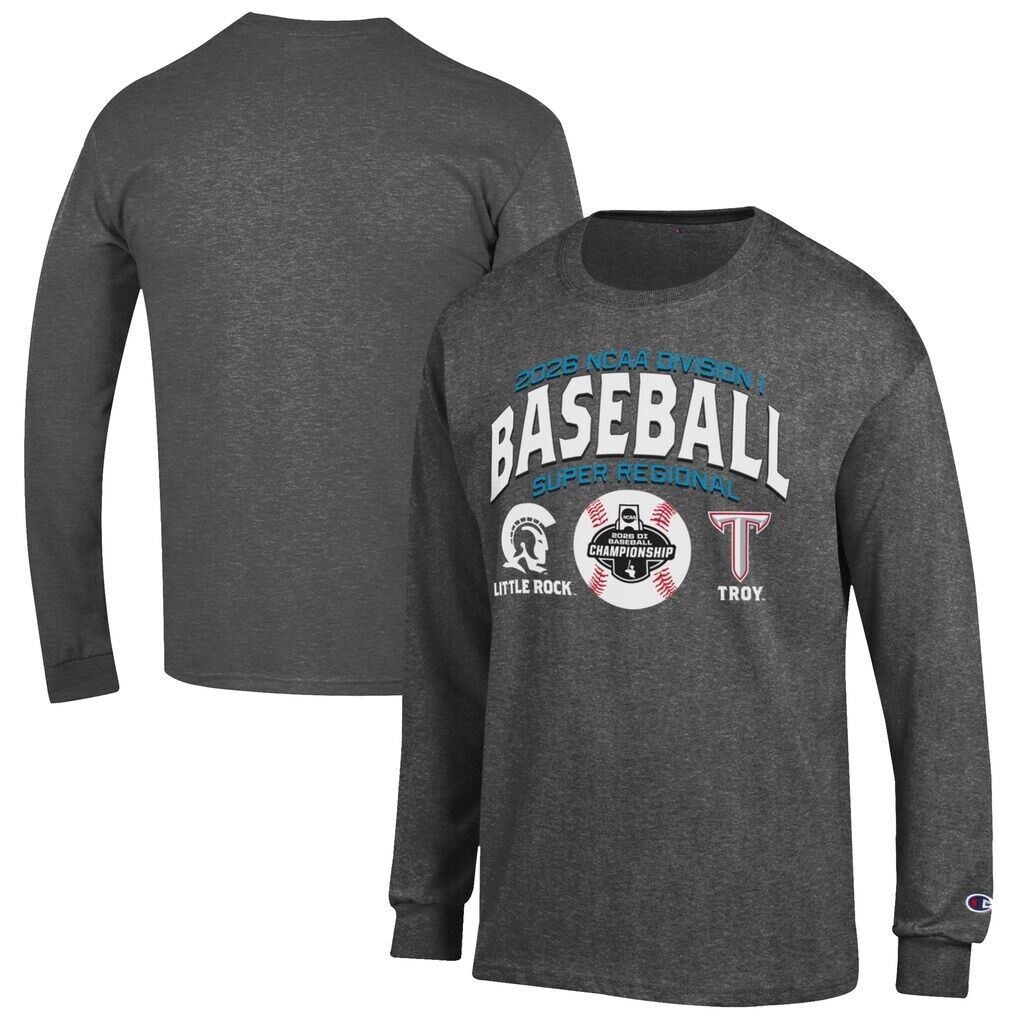 Arkansas Little Rock Trojans vs. Troy University Trojans Champion Unisex 2026 NCAA Baseball Super Regional Matchup Long Sleeve T-Shirt