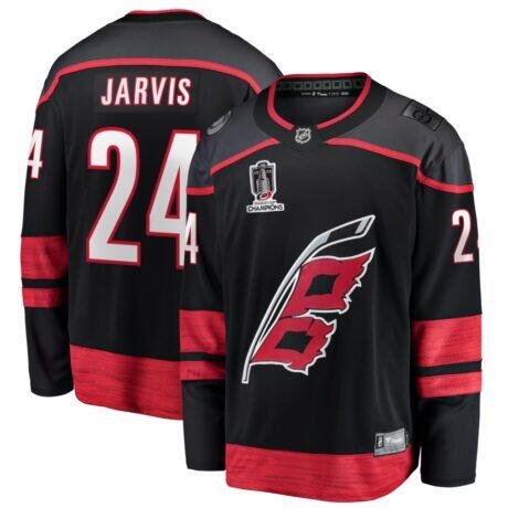 Seth Jarvis Carolina Hurricanes Fashion7 2026 Stanley Cup Champions Home Breakaway Jersey - Black - Front View