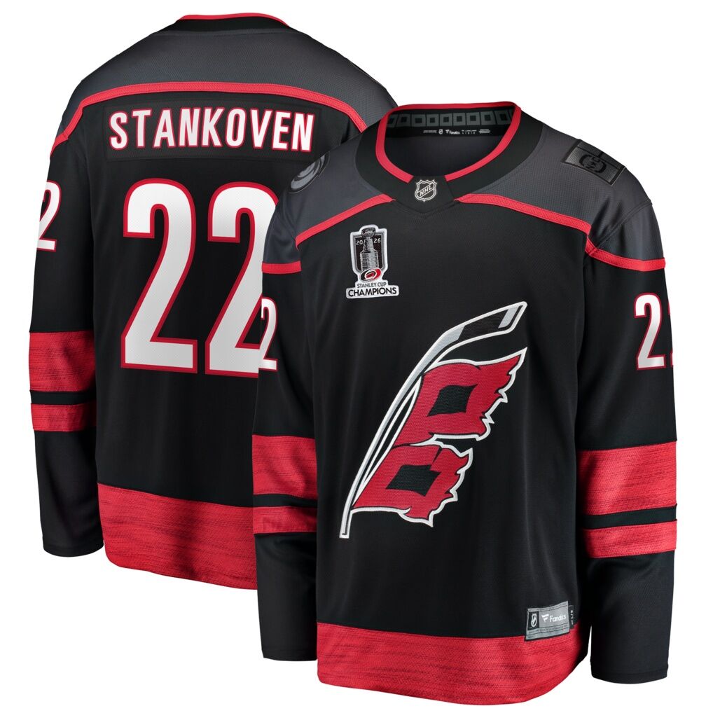 Logan Stankoven Carolina Hurricanes Fashion7 2026 Stanley Cup Champions Home Breakaway Jersey