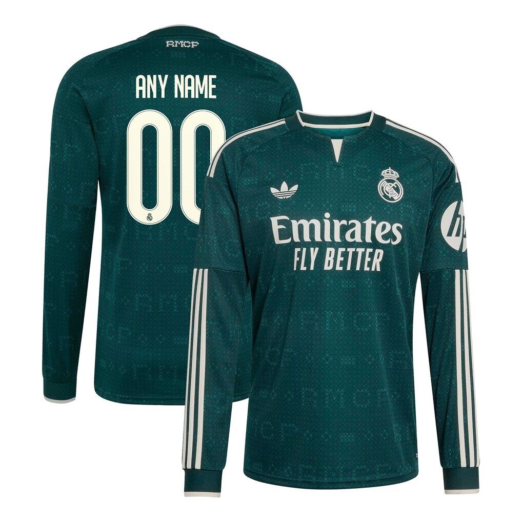 Real Madrid adidas 2026/27 Away Replica Custom Long Sleeve Jersey