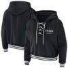 San Antonio Spurs WEAR by Erin Andrews Women's Lace Up Hoodie - Black - Front View