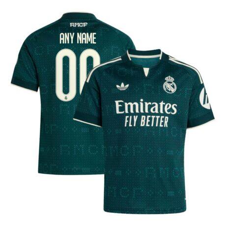 Real Madrid adidas Youth 2026/27 Away Replica Custom Jersey - Green - Front View