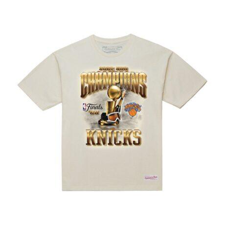 New York Knicks Mitchell & Ness 2026 NBA Finals Champions T-Shirt - Cream - Front View