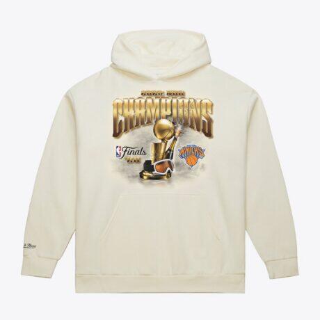 New York Knicks Mitchell & Ness 2026 NBA Finals Champions Hoodie - Cream - Front View