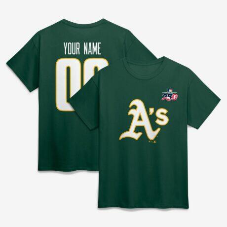 Athletics Celebrating America's 250th Personalized Name & Number T-Shirt - Green - Front View