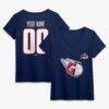 Cleveland Guardians Women's Celebrating America's 250th Personalized Name & Number V-Neck T-Shirt - Navy - Front View