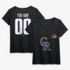 Colorado Rockies Women's Celebrating America's 250th Personalized Name & Number V-Neck T-Shirt - Black - Front View