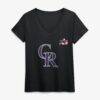 Colorado Rockies Women's Celebrating America's 250th Personalized Name & Number V-Neck T-Shirt - Black - Side View