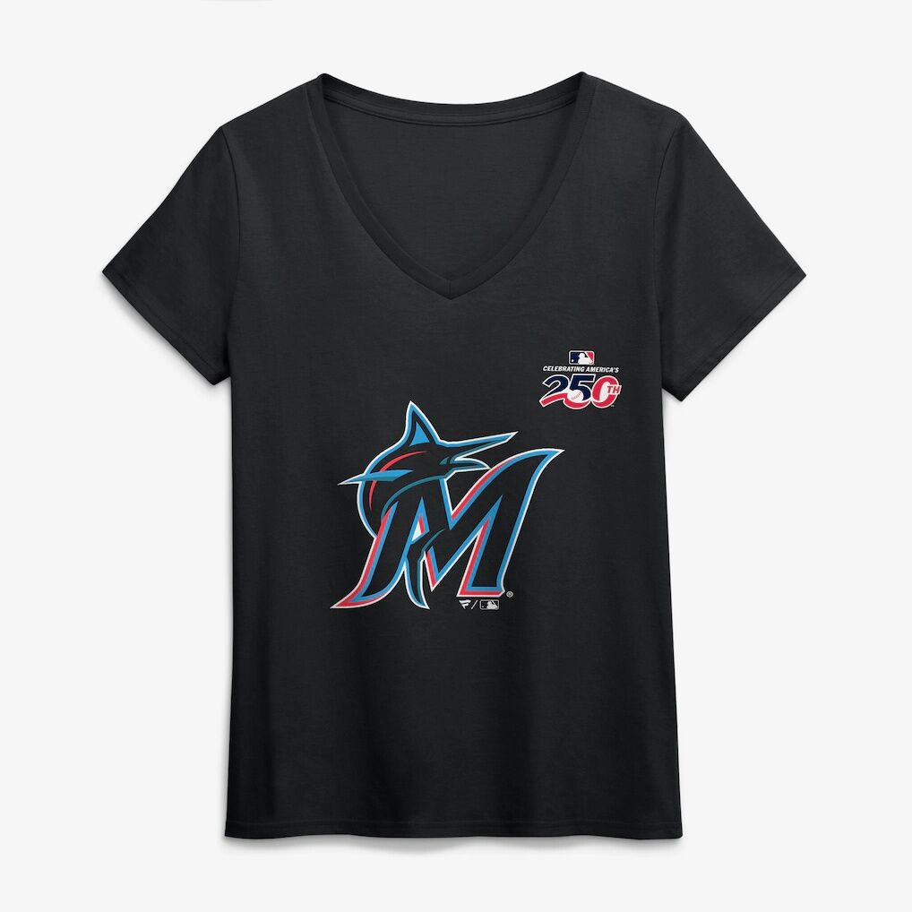 Miami Marlins Women's Celebrating America's 250th Personalized Name & Number V-Neck T-Shirt