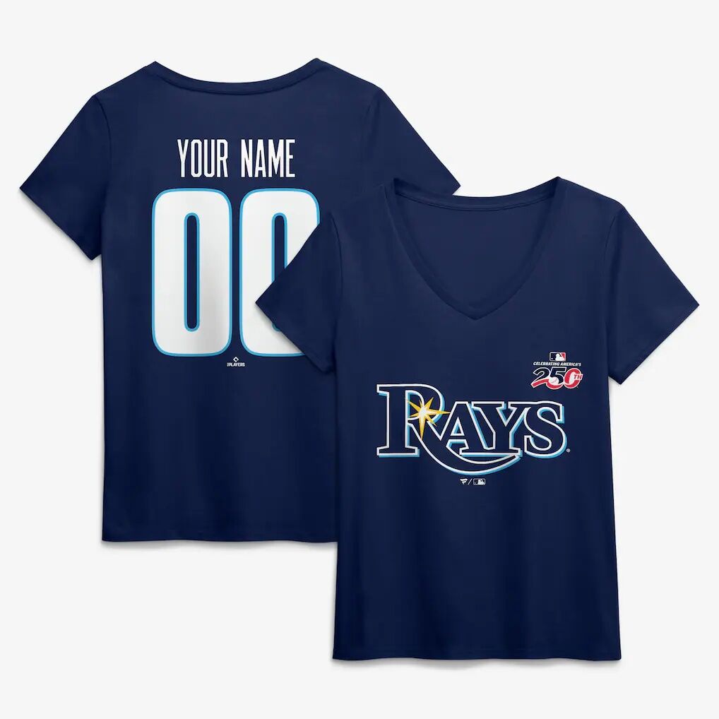 Tampa Bay Rays Women's Celebrating America's 250th Personalized Name & Number V-Neck T-Shirt