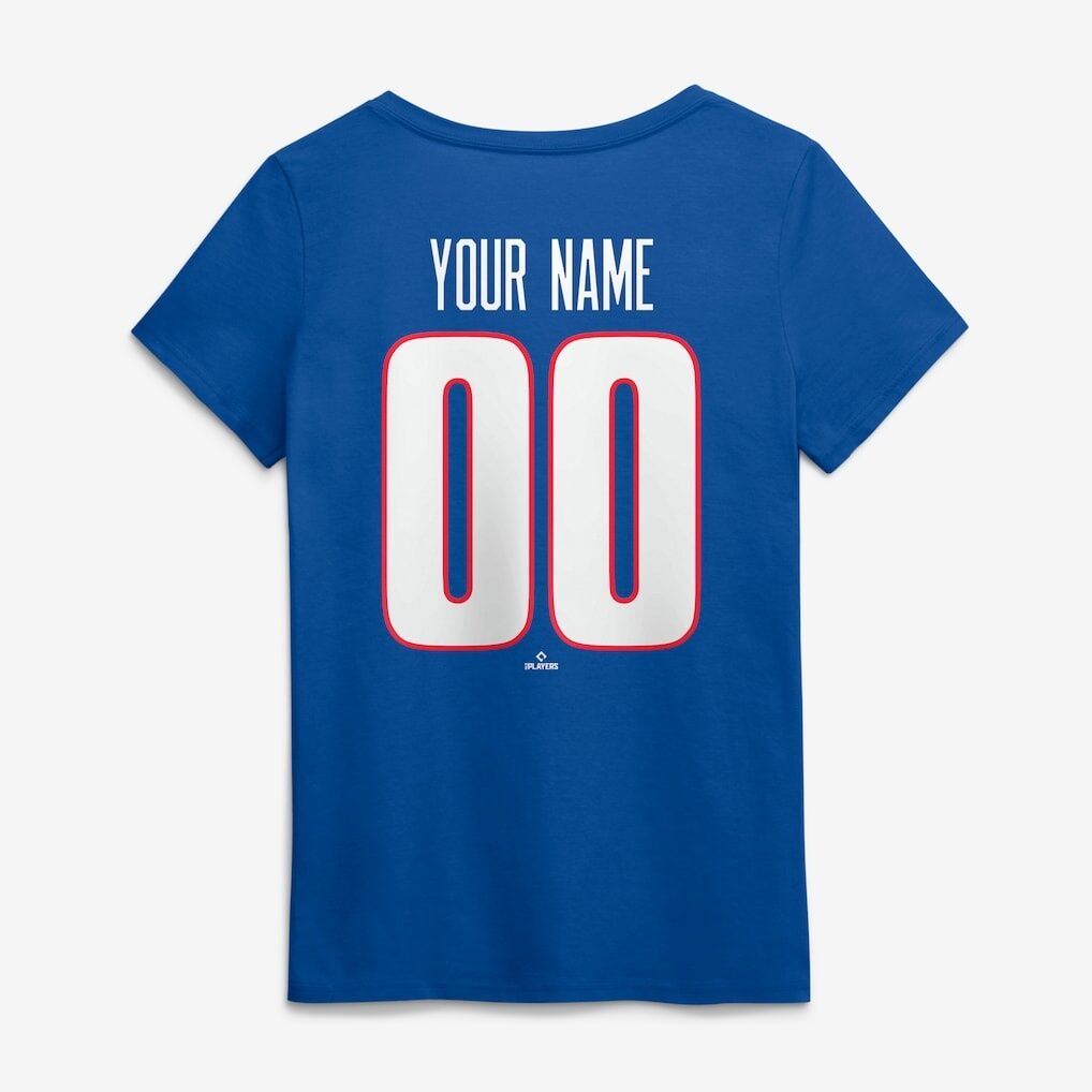 Toronto Blue Jays Women’s Celebrating America’s 250th Personalized Name & Number V-Neck T-Shirt – Royal