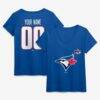 Toronto Blue Jays Women's Celebrating America's 250th Personalized Name & Number V-Neck T-Shirt - - Front View