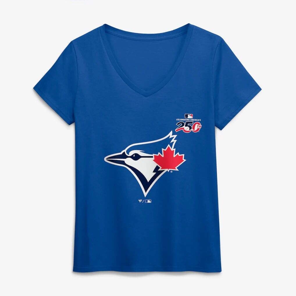 Toronto Blue Jays Women’s Celebrating America’s 250th Personalized Name & Number V-Neck T-Shirt – Royal