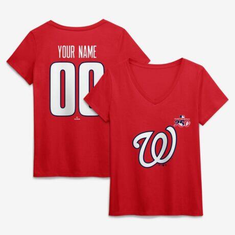 Washington Nationals Women's Celebrating America's 250th Personalized Name & Number V-Neck T-Shirt