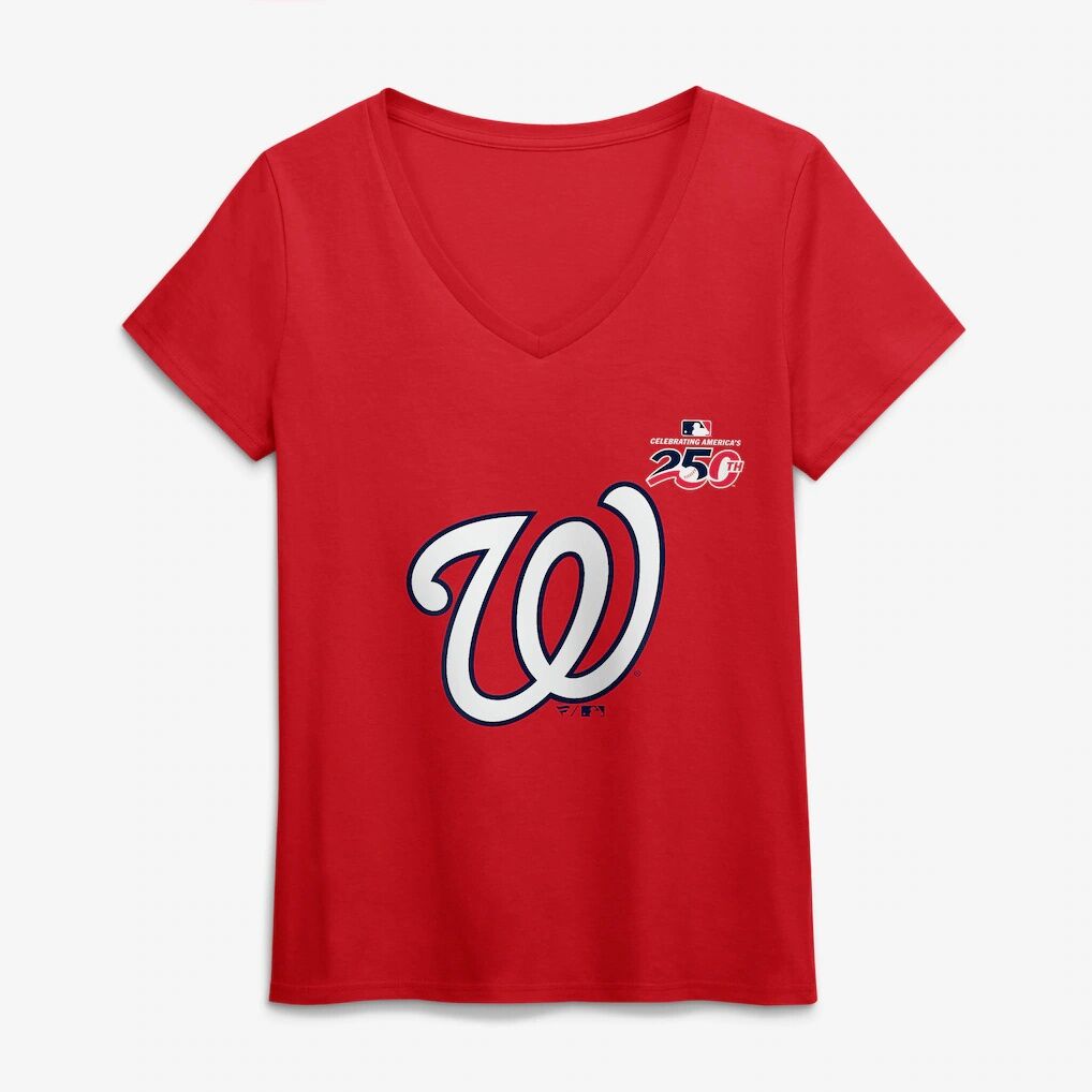 Washington Nationals Women’s Celebrating America’s 250th Personalized Name & Number V-Neck T-Shirt