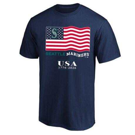 Seattle Mariners Fashion7 USA 1776-2026 Big & Tall T-Shirt - Navy - Front View