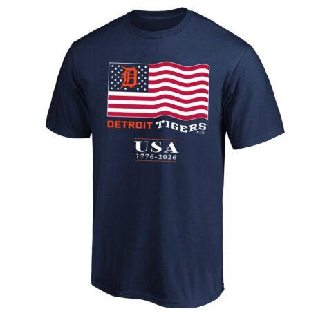 Detroit Tigers Fashion7 USA 1776-2026 Big & Tall T-Shirt - Navy - Front View