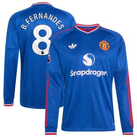 Bruno Fernandes Manchester United adidas 2026/27 Away On-Field Authentic Long Sleeve Jersey - - Front View