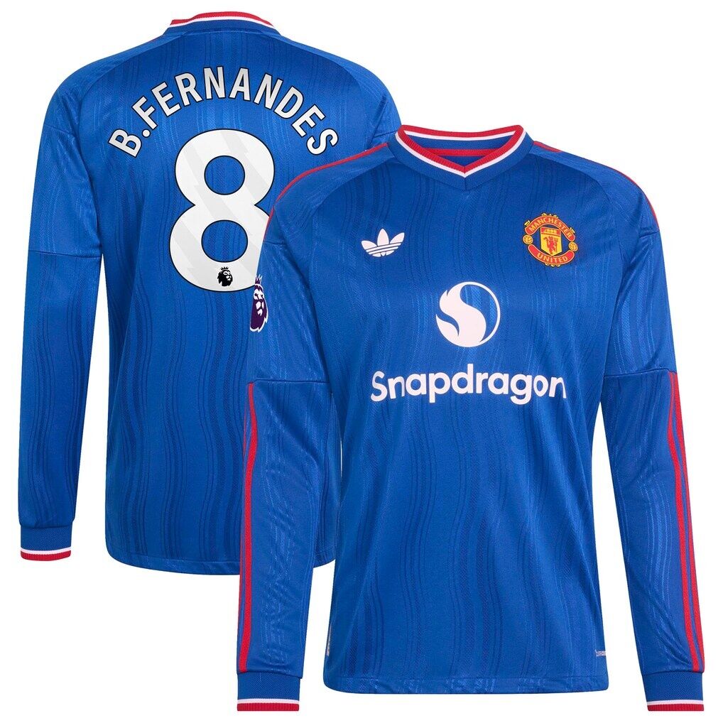 Bruno Fernandes Manchester United adidas 2026/27 Away On-Field Authentic Long Sleeve Jersey - Royal