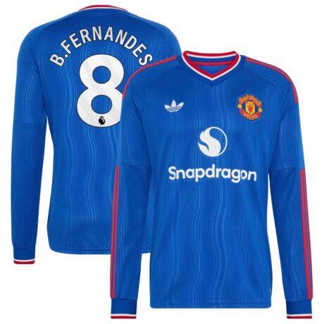 Bruno Fernandes Manchester United adidas 2026/27 Away Replica Long Sleeve Jersey - - Front View