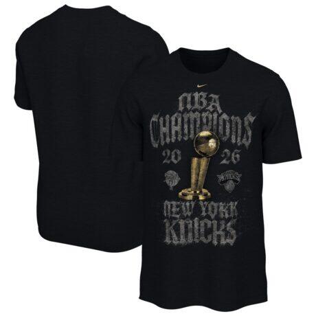 New York Knicks Nike Unisex 2026 NBA Finals Champions Locker Room T-Shirt - Black - Front View