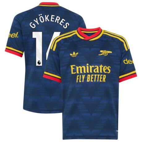 Viktor Gyökeres Arsenal adidas Youth 2026/27 Away Replica Jersey - Navy - Front View