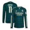 Rodrygo Real Madrid adidas 2026/27 Away Replica Long Sleeve Jersey - Green - Front View