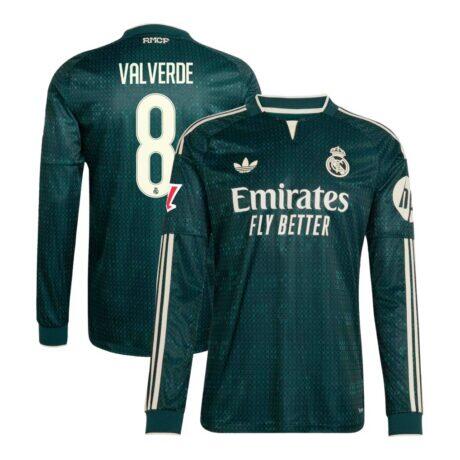 Federico Valverde Real Madrid adidas 2026/27 Away On-Field Authentic Long Sleeve Jersey - Green - Front View