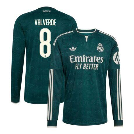 Federico Valverde Real Madrid adidas 2026/27 Away Replica Long Sleeve Jersey - Green - Front View