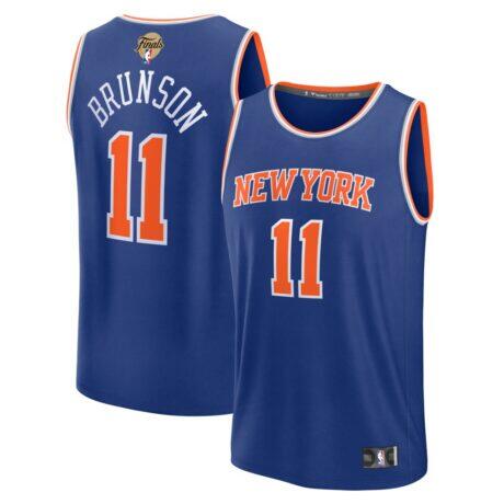 Jalen Brunson New York Knicks Fashion7 2026 NBA Finals Patch Fast Break Replica Jersey - Blue - Front View