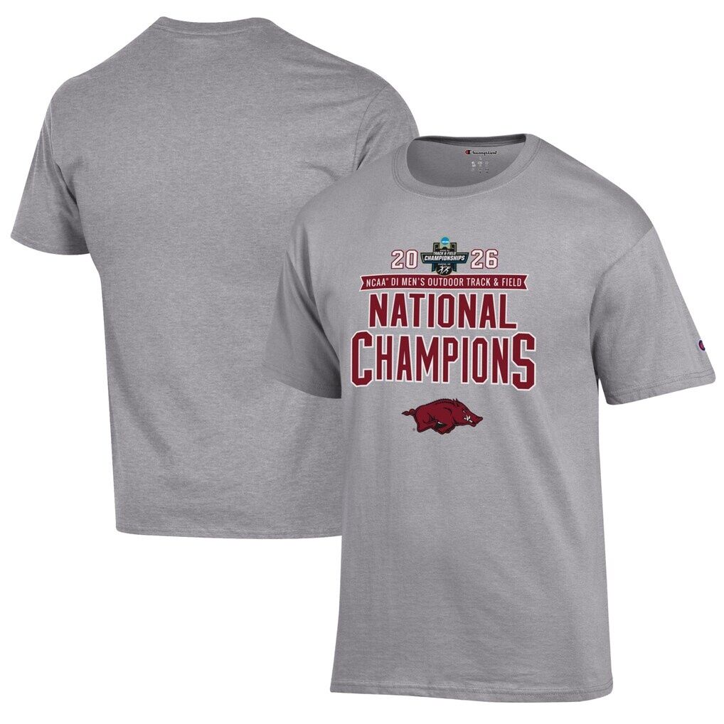 Arkansas Razorbacks Champion Unisex 2026 NCAA Men's Outdoor Track & Field National Champions T-Shirt