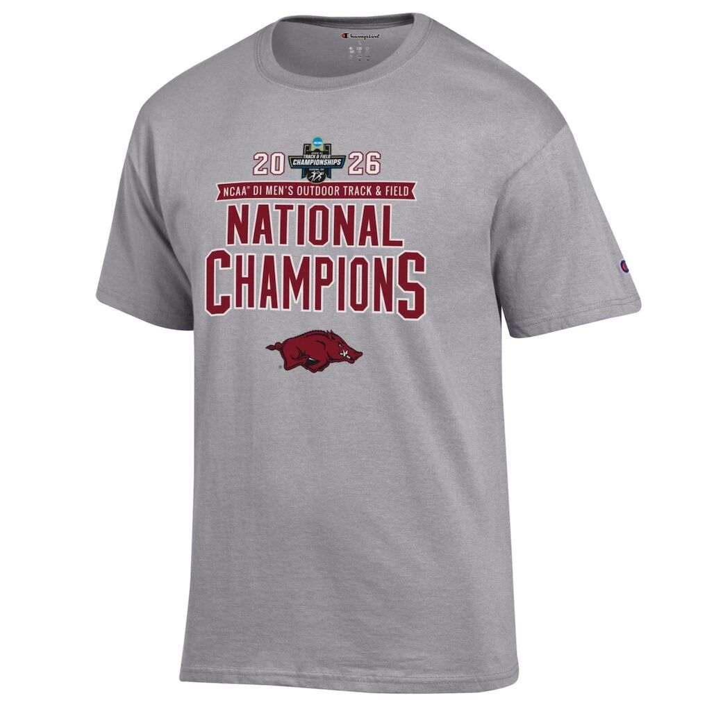 Arkansas Razorbacks Champion Unisex 2026 NCAA Men's Outdoor Track & Field National Champions T-Shirt
