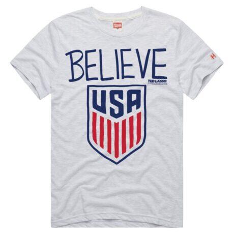 USMNT Homage Unisex Ted Lasso Believe Crest Tri-Blend T-Shirt - Grey - Front View