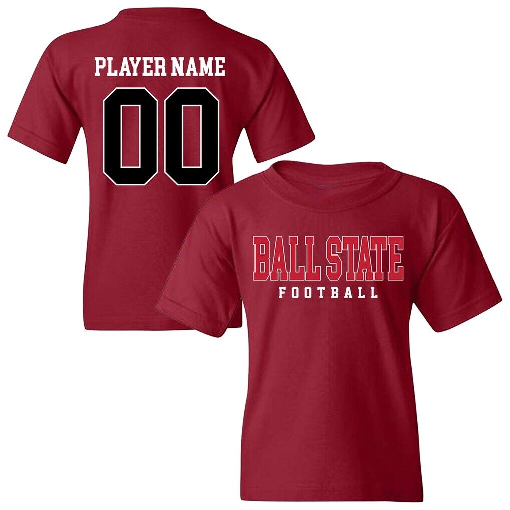Ball State Cardinals Youth NIL Pick-A-Player Football Shirsey T-Shirt - Cardinal