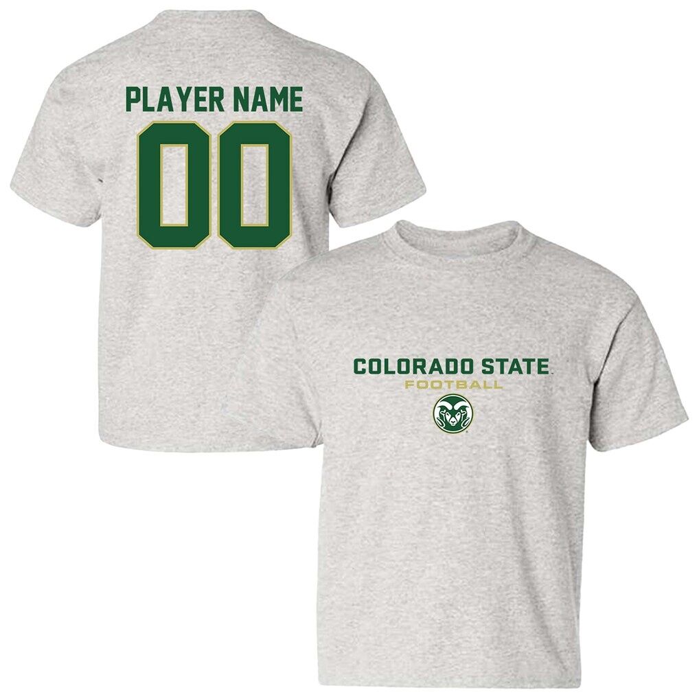 Colorado State Rams Youth NIL Pick-A-Player Football Shirsey T-Shirt - Ash