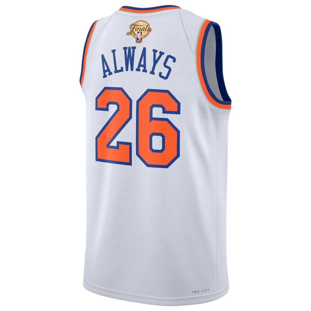 New York Knicks Nike Unisex 2026 NBA Finals Champions Always 26 Swingman Jersey - White - Association Edition