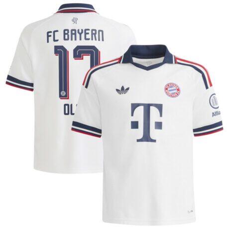 Michael Olise Bayern Munich adidas Youth 2026/27 Away Replica Jersey - White - Front View