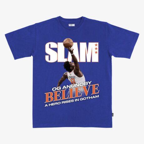 OG Anunoby New York Knicks SLAM Unisex 2026 NBA Finals Game 4 Tip-In T-Shirt - Blue - Front View