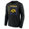 Los Angeles Rams Home Field Pop Personalized Name & Number Long Sleeve T-Shirt - Black - Side View