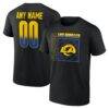 Los Angeles Rams Home Field Pop Personalized Name & Number T-Shirt - Black - Front View