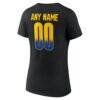 Los Angeles Rams Women's Home Field Pop Personalized Name & Number V-Neck T-Shirt - Black - Detail View