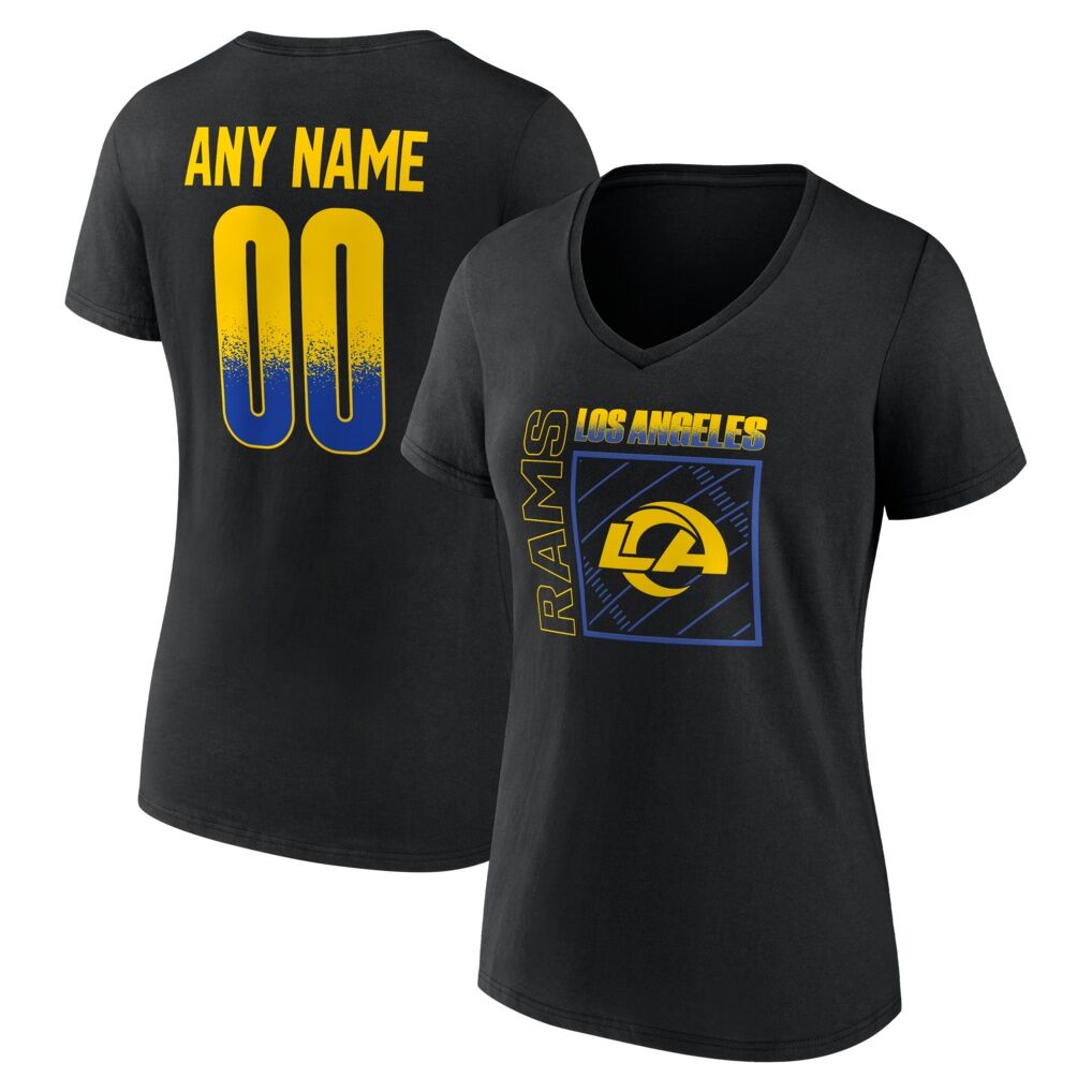Los Angeles Rams Women's Home Field Pop Personalized Name & Number V-Neck T-Shirt